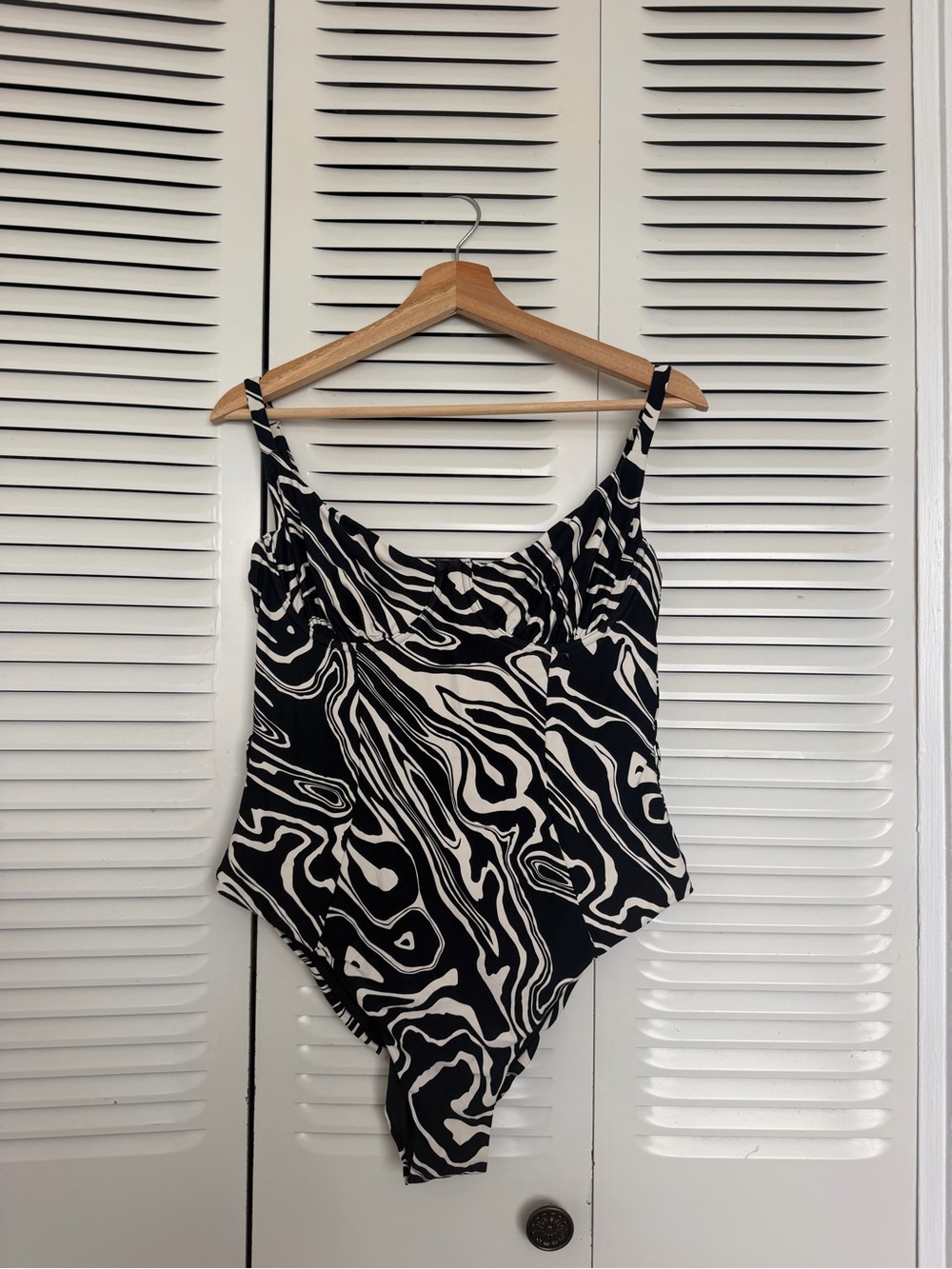 WeWoreWhat Black and White Swirl One-Piece Bodysuit